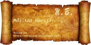 Mátai Berill névjegykártya